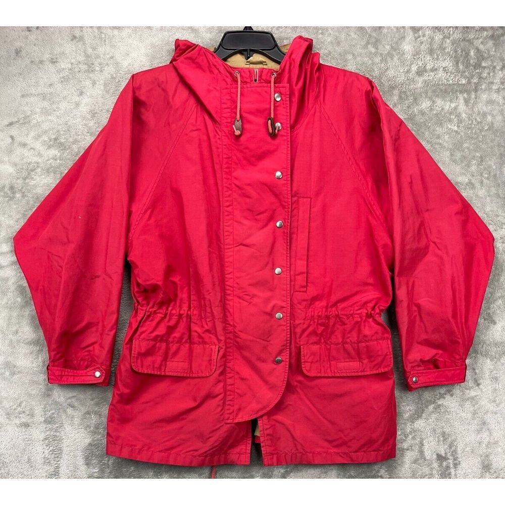 VTG Polo Ralph Lauren Mens Hooded Windbreaker Jacket Medium Red 90s Cotton Blend